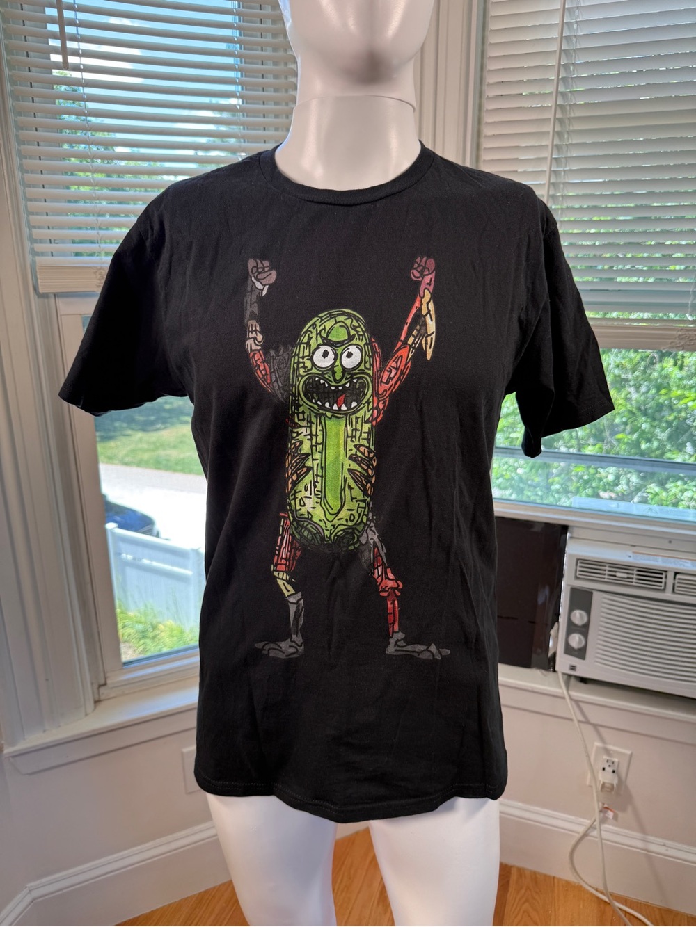 Rick and Morty Pickle Rick T Shirt Mens Medium Black Graphic Cartoon Tee